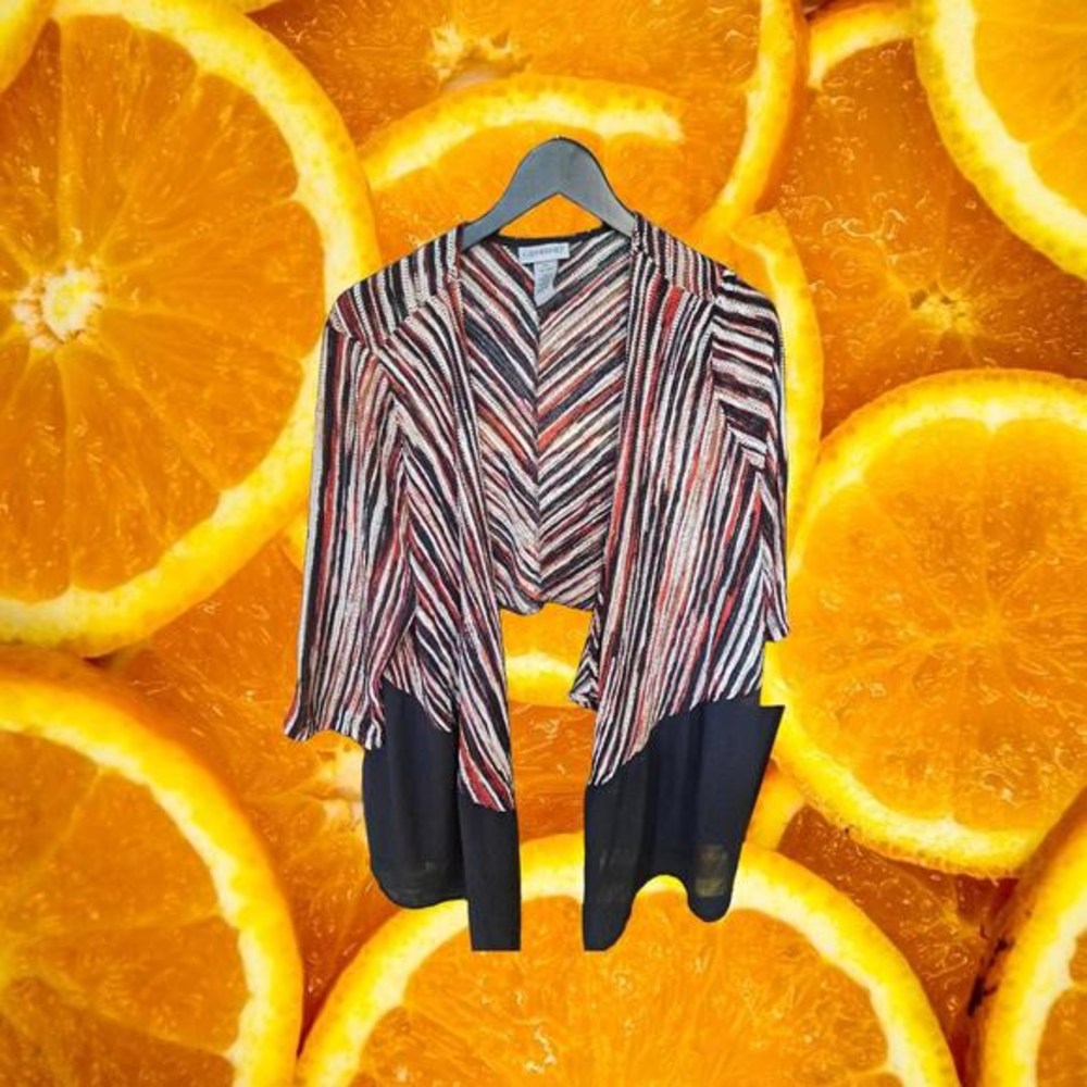 Catherines Orange,‎ Black and White Striped Light Sweater Size 14/16